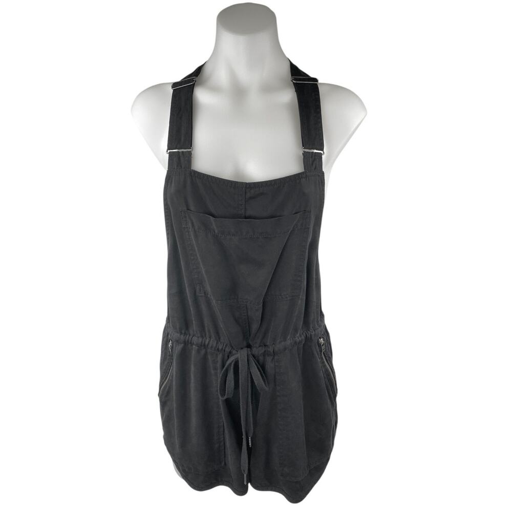 Aritzia Wilfred Free Black Sleeveless Tie Waist Romper Overalls Shorts Size XS